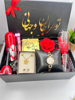 باکس هدیه جدید با کیفیت دماسنج عشق عشق سنج کاربردی عاشقانه تو مرا جان و جهانی ساعت زنانه ظریف نگین دار نیم ست استیل حلقه کادو تولد سورپرایز سالگرد ازدواج