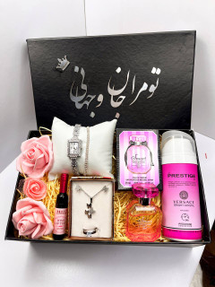 پک هدیه زنانه ست ادکلن اسپری ویکتوریا سکرت ساعت ظریف نگین دار نیمست استیل ارسال رایگان روز زن هدیه تولد