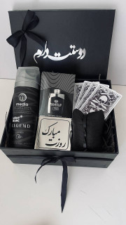 باکس هدیه مردانه پک هدیه اقایان باکس پاسور دستبند پیچ کادوی شیک برای شوهرم باکس کادویی مشکی